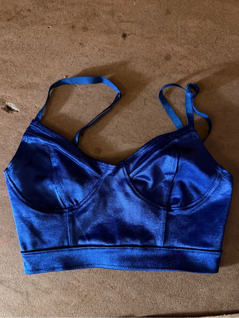 American Apparel Royal Blue Satin Longline Bralette